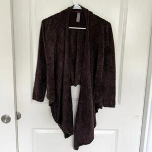 Barefoot Dreams CozyChic Lite Waterfall Open Front Cardigan Brown S/M